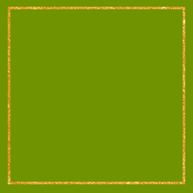 un carré vert avec une bordure dorée sur un fond vert